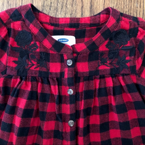 Old Navy Red Plaid Flannel Top, 18-24 Months - Picture 3 of 4